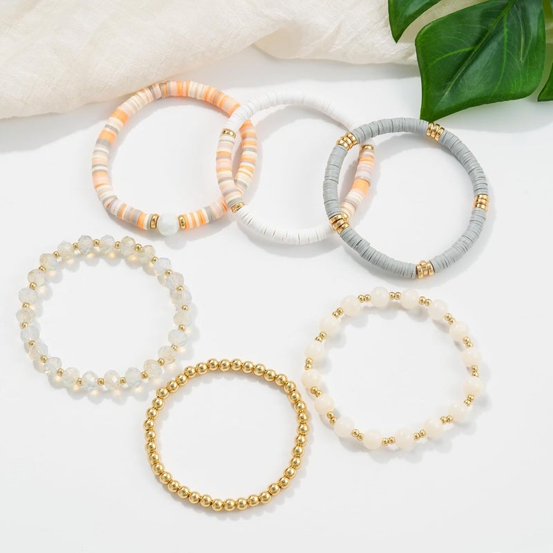 Aigrnc Boho Beaded Stretch Bracelets For Women Stackable Crystal Gold Plated Beaded Bracelets Set Trendy Handmade Friendship Braeclet Jewelry Gifts - Image 1